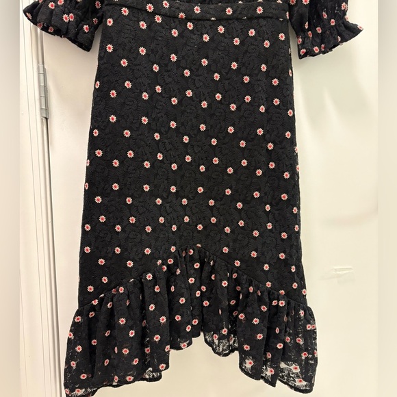 Saloni Embroidery Tulle Midi Dress Black Scarlet Dot Rose Size 4 - Picture 7 of 12